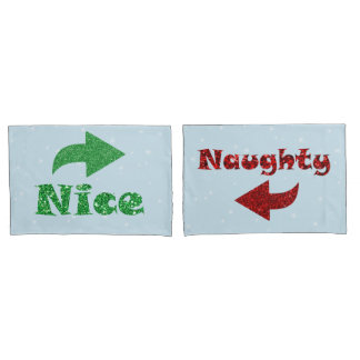 Naughty or Nice Funny Blue Christmas Pillowcase
