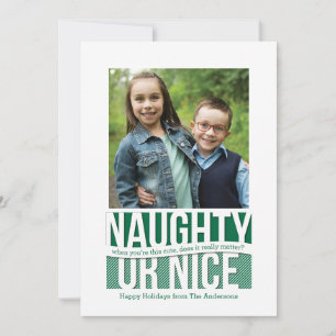 Naughty or Nice Funny Holiday Square Photo Card