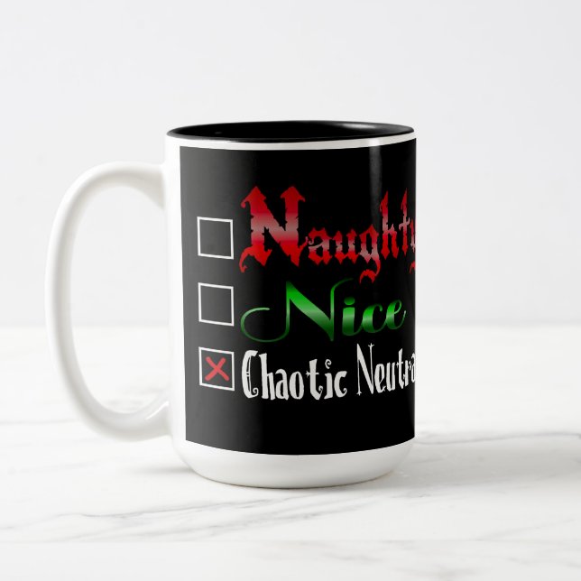 Naughty Or Nice Gamers Edition Black Two-Tone Coffee Mug (Left)