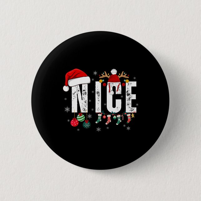 Naughty Or Nice Matching Christmas Couples Costume 6 Cm Round Badge (Front)