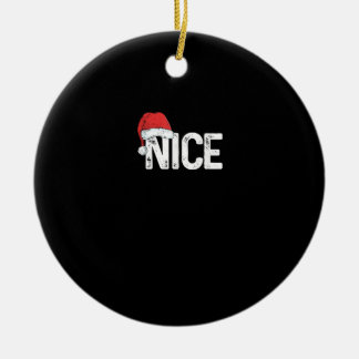 Naughty Or Nice Matching Christmas Funny Design Ceramic Tree Decoration