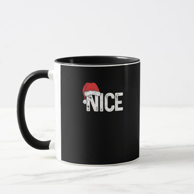Naughty Or Nice Matching Christmas Funny Design Mug (Left)
