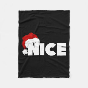 Naughty Or Nice Matching Christmas Funny Santa Fleece Blanket