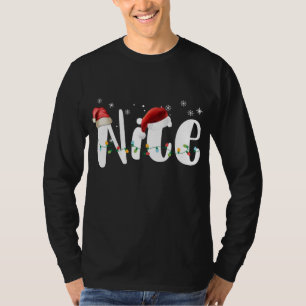 Naughty or Nice Matching Christmas lights Couples T-Shirt