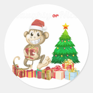 Naughty Or Nice Merry Christmas S For Women Xmas M Classic Round Sticker
