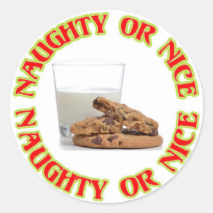Naughty or Nice Milk and Cookies Christmas Sticker