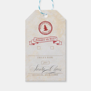 Naughty or Nice Official North Pole Christmas Gift Tags