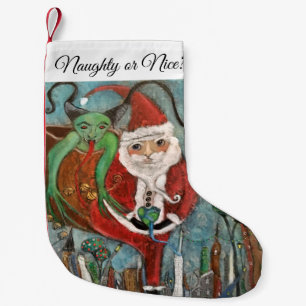 Naughty or Nice Santa and Krampus Art Small Christ Small Christmas Stocking