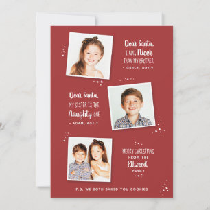 Naughty or Nice Sibling Funny Christmas Card