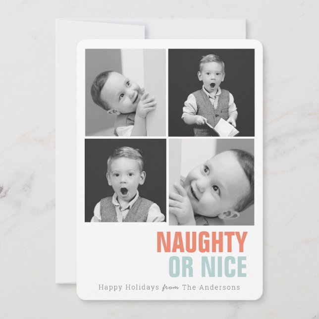 Naughty or Nice Simple 4 Photos Holiday (Front)