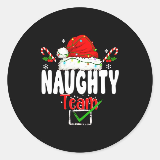Naughty Or Nice Team Matching Christmas Pajama Men Classic Round Sticker (Front)