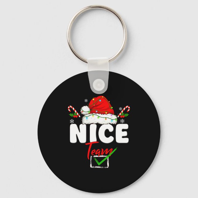 Naughty Or Nice Team Matching Christmas Pajama Men Key Ring (Front)