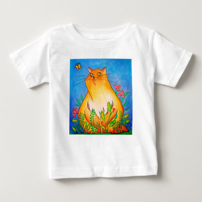 Naughty Orange Cat in Nature Baby T-Shirt (Front)