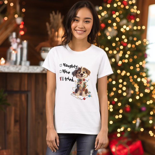 Naughty Puppy Santa Checklist T-Shirt (Creator Uploaded)