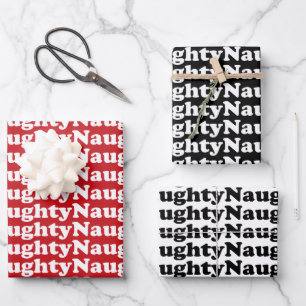 Naughty red white black pattern funny cute cool wrapping paper sheet