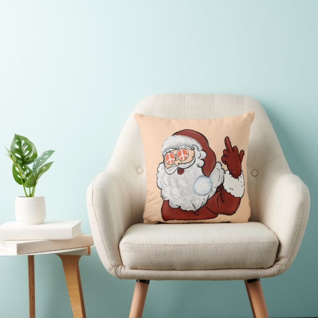 Naughty Retro Hipster Santa Christmas Cushion (Chair)