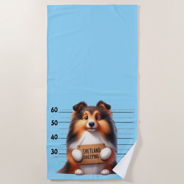 Naughty Shetland Sheepdog Beach Towel (Front)