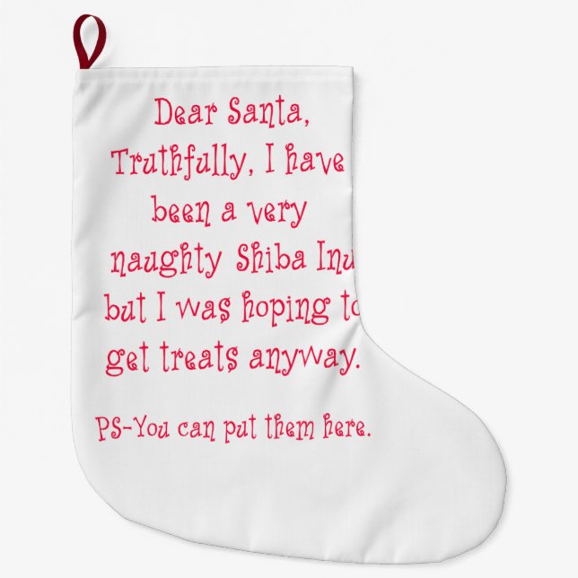 Naughty Shiba Inu Large Christmas Stocking (Front)