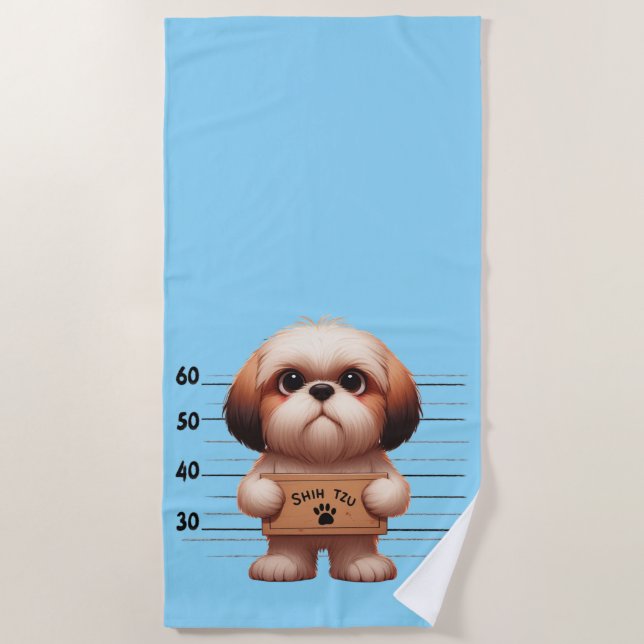 Naughty Shih Tzu Beach Towel (Front)