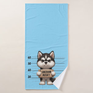 Naughty Siberian Husky  Bath Towel