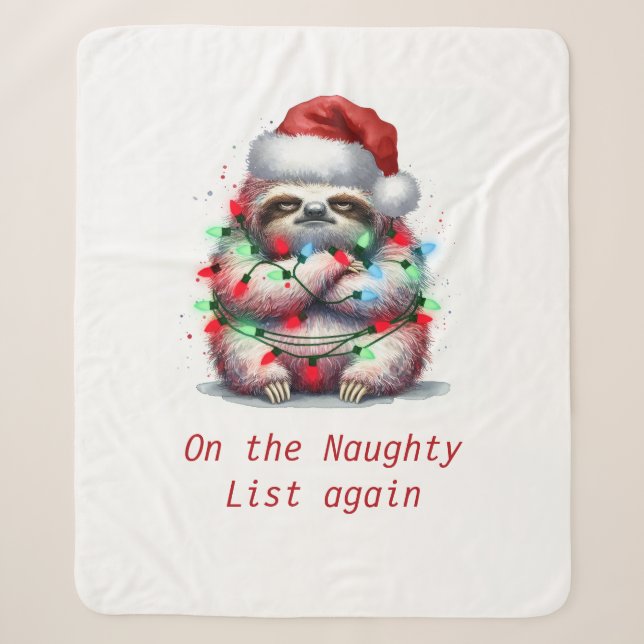 Naughty Sloth Custom words Sherpa Blanket (Front)