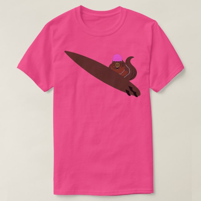 Naughty Squirrel 174 Surfing T-Shirt (Design Front)