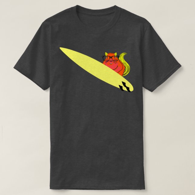 Naughty Squirrel 203 Surfing T-Shirt (Design Front)