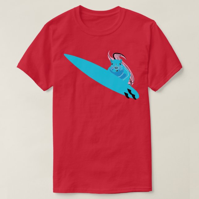 Naughty Squirrel 262 Surfing T-Shirt (Design Front)
