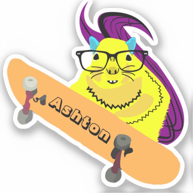 Naughty Squirrel #944 Custom Name Skate Sticker (Front)