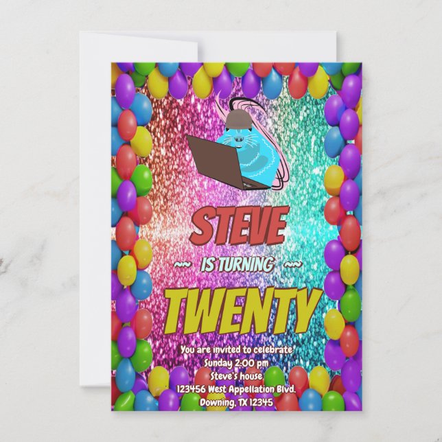 Naughty Squirrel Internet Party Birthday Invite (Front)