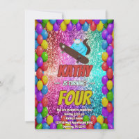 Naughty Squirrel Skateboard Birthday Party Invite