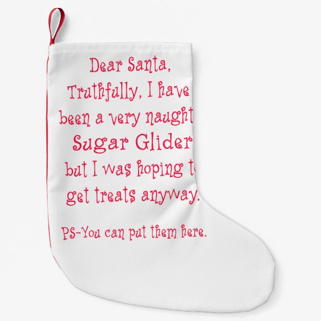 Naughty Sugar Glider Small Christmas Stocking (Front)