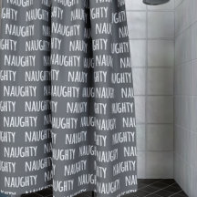 Naughty Text Pattern Typography Fun Shower Curtain