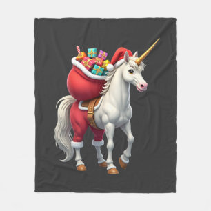 Naughty Unicorn Pun Funny Family Christmas Morning Fleece Blanket