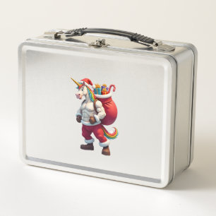 Naughty Unicorn Pun Funny Family Christmas Morning Metal Lunch Box