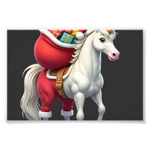 Naughty Unicorn Pun Funny Family Christmas Morning Photo Print