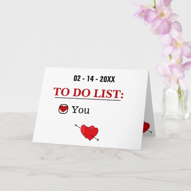 Naughty Valentine's Day,  To Do List, Funny Card (Orchid)