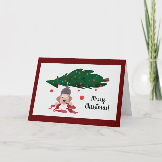 Naughty Welsh Terrier Christmas Card (Front)