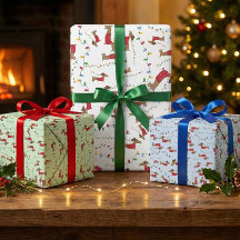 Naughty Wiener Dog Stealing Christmas Tree Lights 