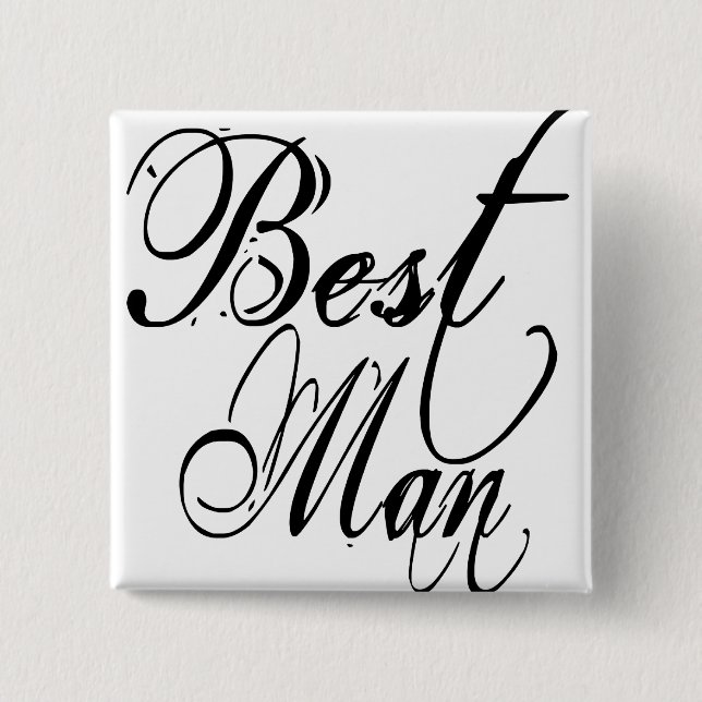 Naughy Grunge Script - Best Man Black 15 Cm Square Badge (Front)