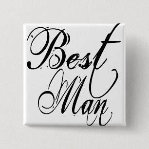 Naughy Grunge Script - Best Man Black 15 Cm Square Badge