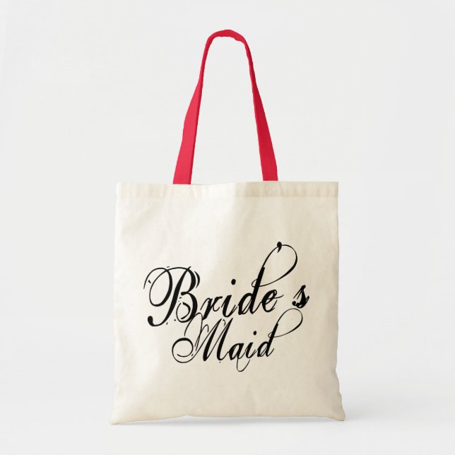 Naughy Grunge Script - Bride's Maid Black Tote Bag (Front)