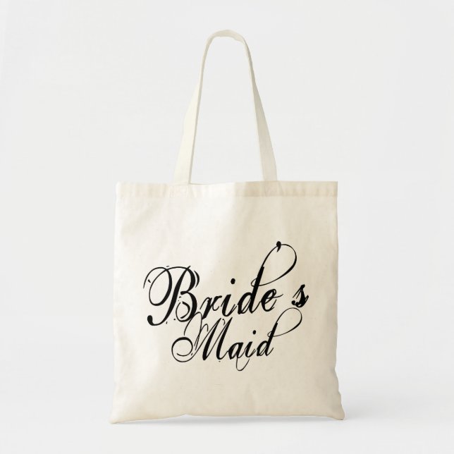 Naughy Grunge Script - Bride's Maid Black Tote Bag (Front)