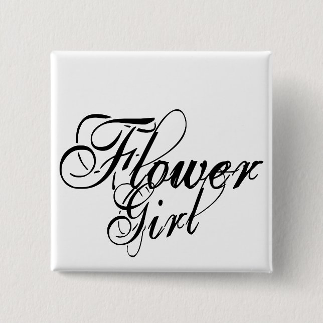 Naughy Grunge Script - Flower Girl Black 15 Cm Square Badge (Front)