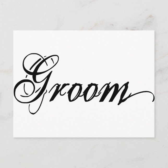 Naughy Grunge Script - Groom Black Postcard (Front)
