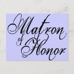 Naughy Grunge Script - Matron Of Honour Black Postcard