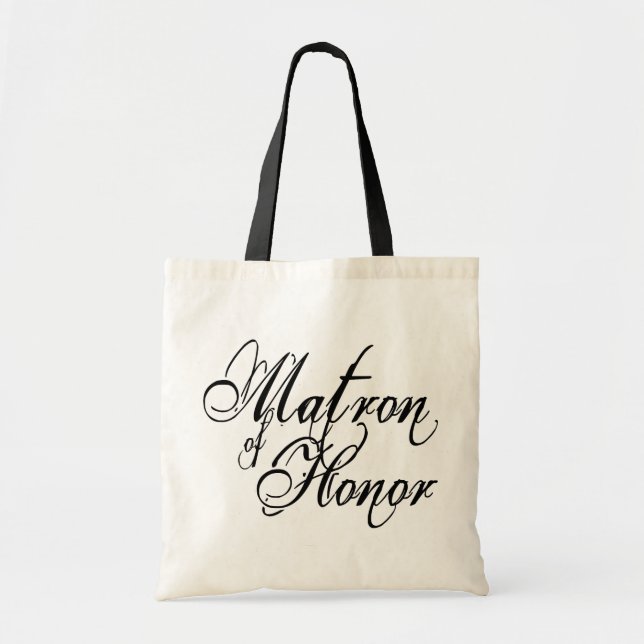 Naughy Grunge Script - Matron Of Honour Black Tote Bag (Front)