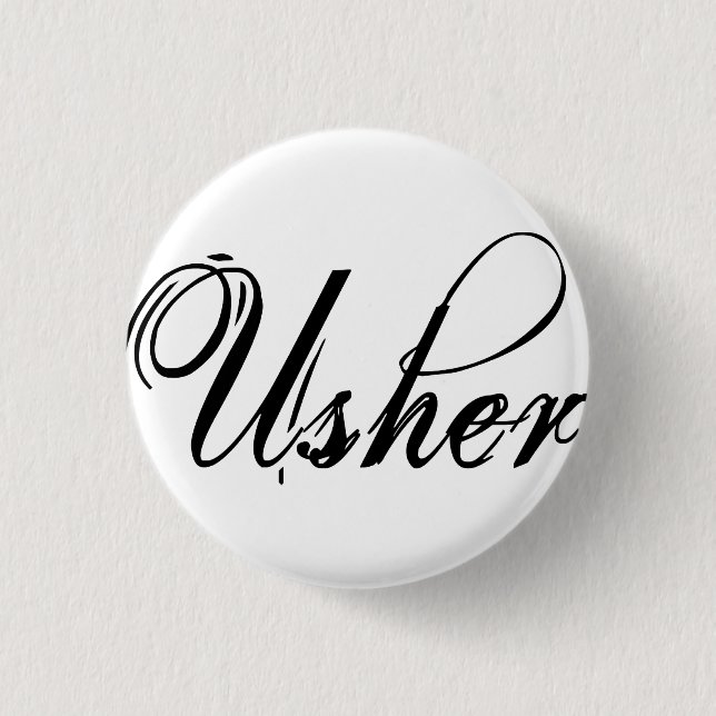Naughy Grunge Script - Usher Black 3 Cm Round Badge (Front)