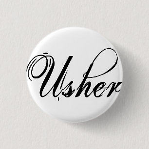 Naughy Grunge Script - Usher Black 3 Cm Round Badge