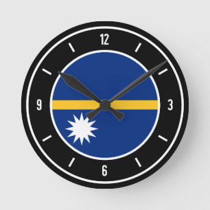 Nauru Flag Elegant Round Clock